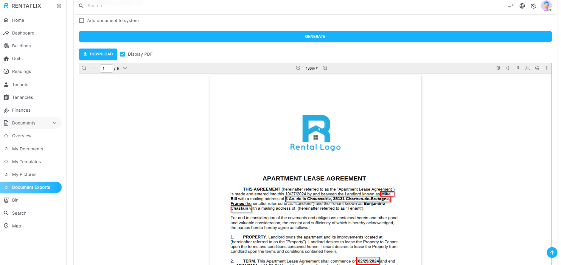 Document Generation and Download
