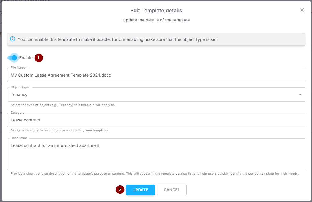 Activating the Template
