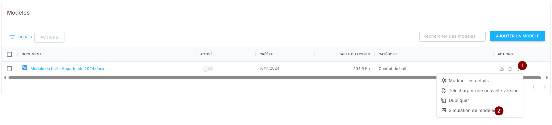Prévisualisation de votre modèle avec la simulation