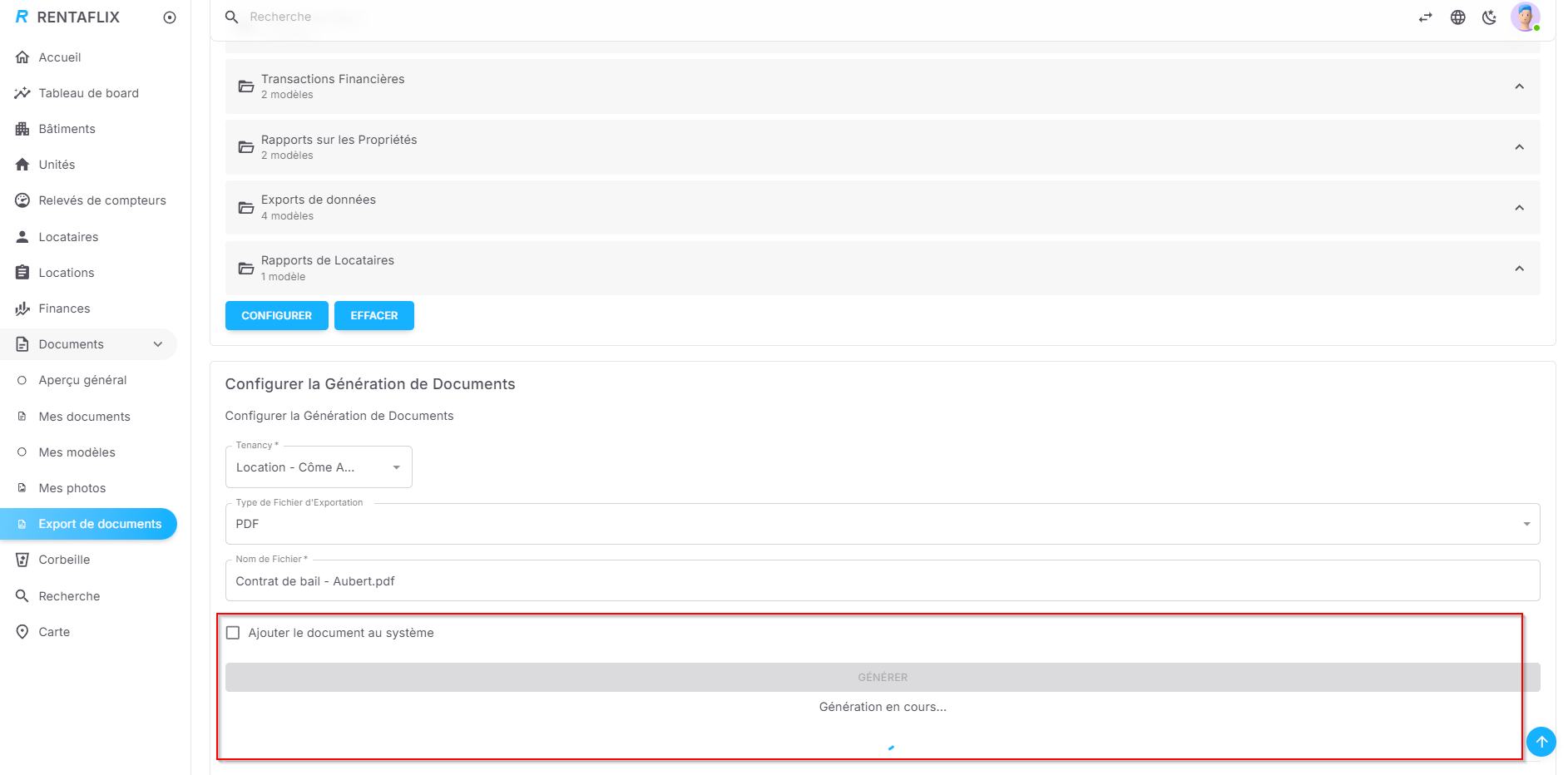 Génération et téléchargement de documents